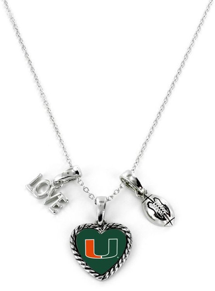 Miami Hurricanes Necklace Charmed Sport Love Football