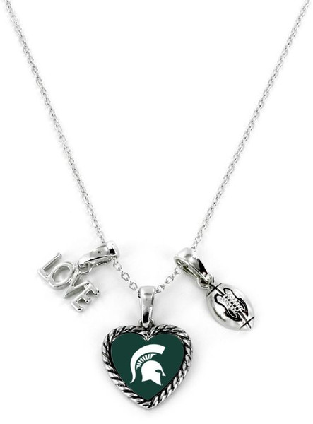 Michigan State Spartans Necklace Charmed Sport Love Football