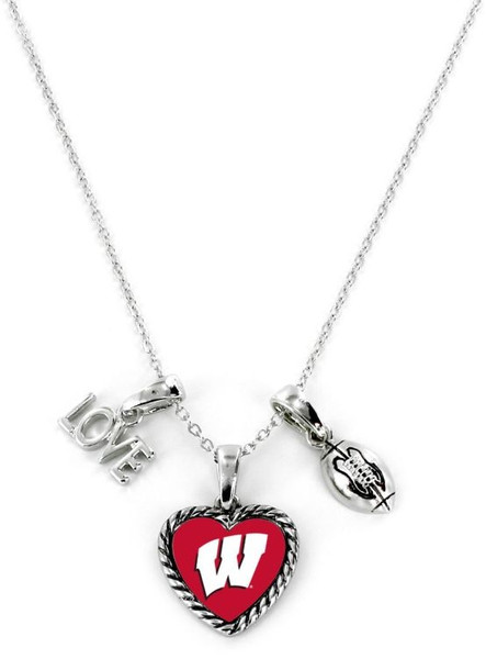 Wisconsin Badgers Necklace Charmed Sport Love Football