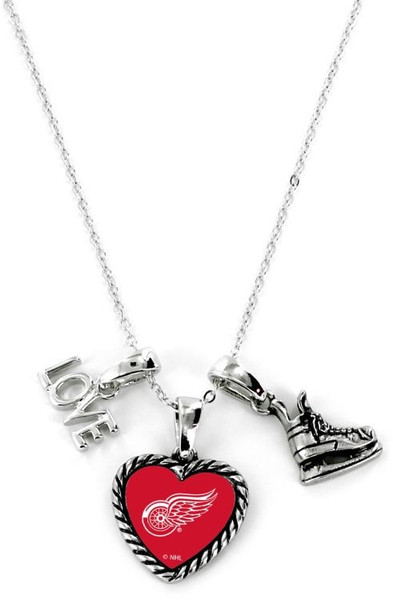 Detroit Red Wings Necklace Charmed Sport Love Skate
