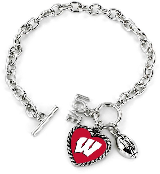 Wisconsin Badgers Bracelet Charmed Sport Love Football