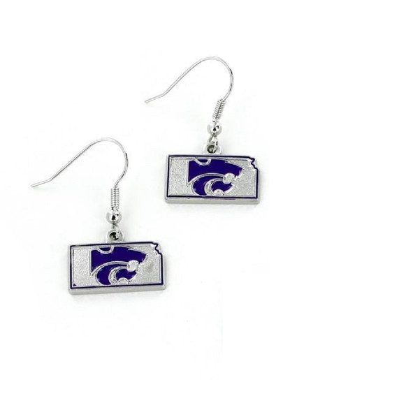 Kansas State Wildcats Earrings State Design