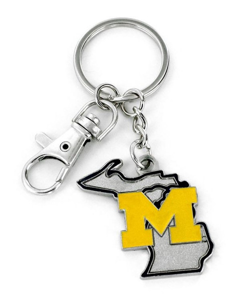 Michigan Wolverines Keychain State Design