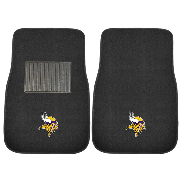Minnesota Vikings 2-pc Embroidered Car Mat Set Viking Head Primary Logo Black
