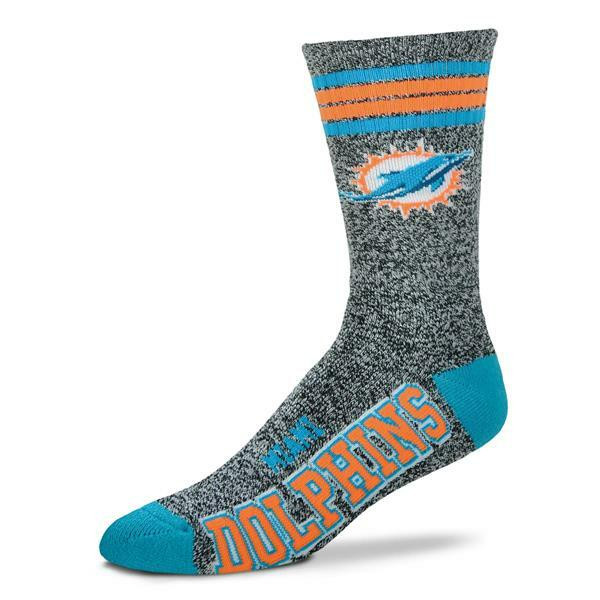 Miami Dolphins Marbled 4 Stripe Deuce Socks Pair