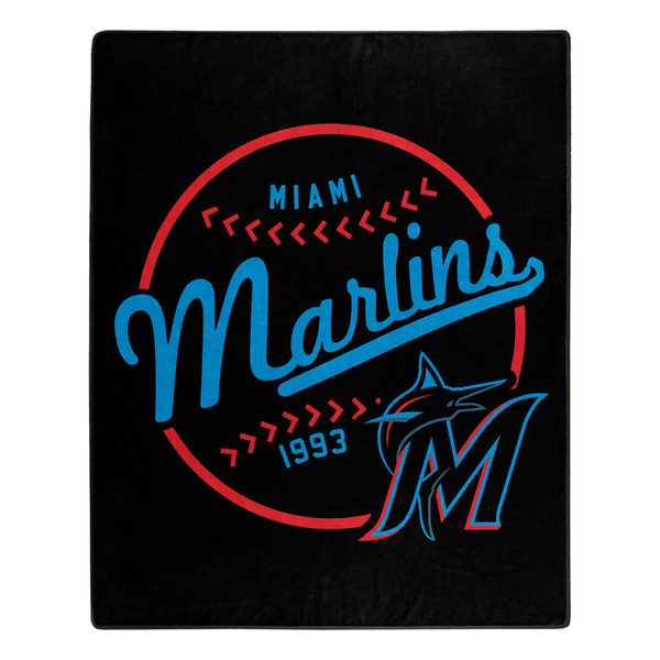 Miami Marlins Blanket 50x60 Raschel Moonshot Design