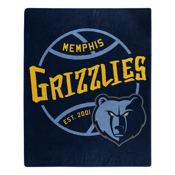 Memphis Grizzlies Blanket 50x60 Raschel Blacktop Design
