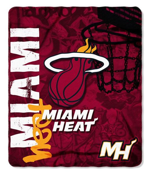 Miami Heat Blanket 50x60 Fleece Hard Knock Design
