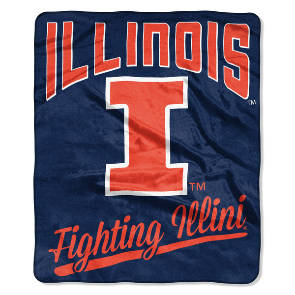 Illinois Fighting Illini Blanket 50x60 Raschel Alumni Design