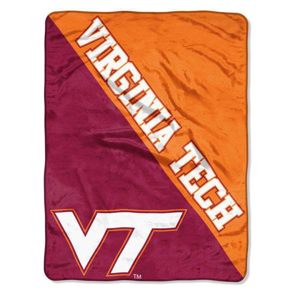 Virginia Tech Hokies Blanket 46x60 Micro Raschel Halftone Design Rolled