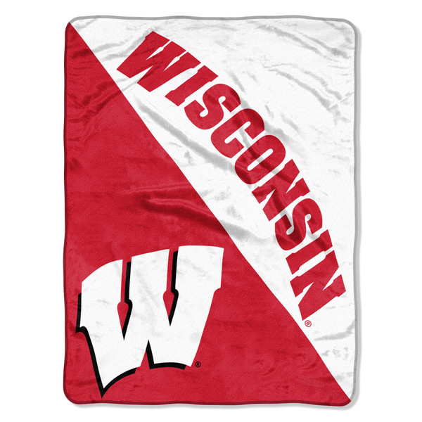 Wisconsin Badgers Blanket 46x60 Micro Raschel Halftone Design Rolled