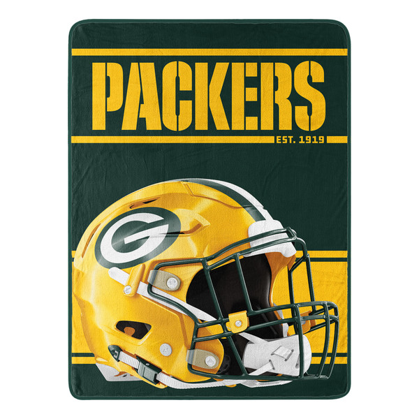 Green Bay Packers Blanket 46x60 Micro Raschel Run Design Rolled