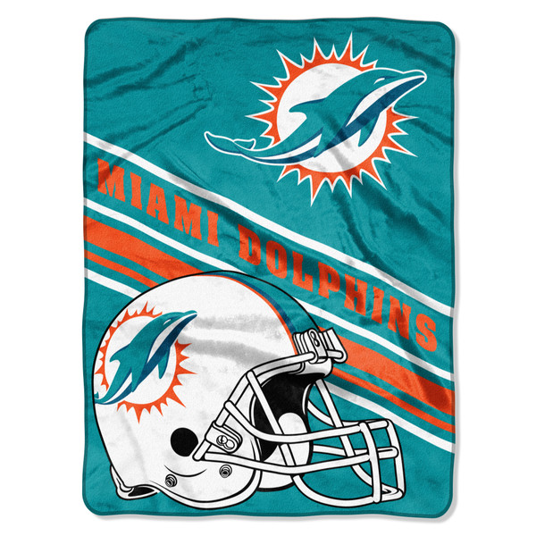 Miami Dolphins Blanket 60x80 Raschel Slant Design