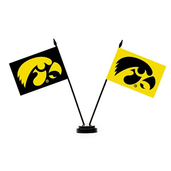 Iowa Hawkeyes 2 Flag Desk Set