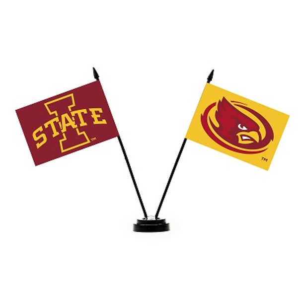 Iowa State Cyclones 2 Flag Desk Set