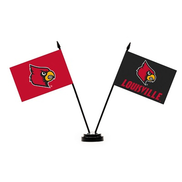 Louisville Cardinals 2 Flag Desk Set