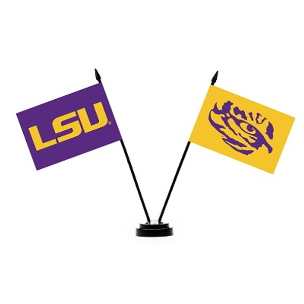 LSU Tigers 2 Flag Desk Set