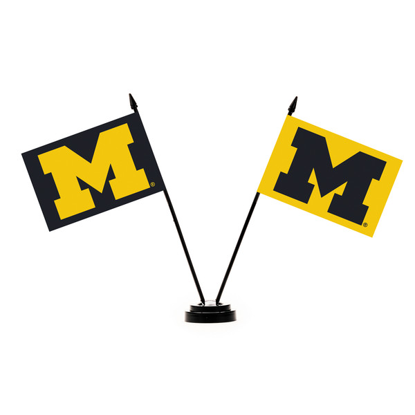 Michigan Wolverines 2 Flag Desk Set