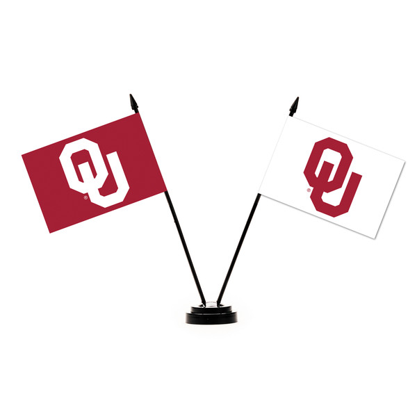 Oklahoma Sooners 2 Flag Desk Set