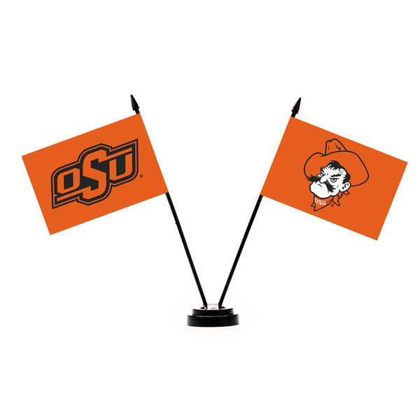 Oklahoma State Cowboys 2 Flag Desk Set