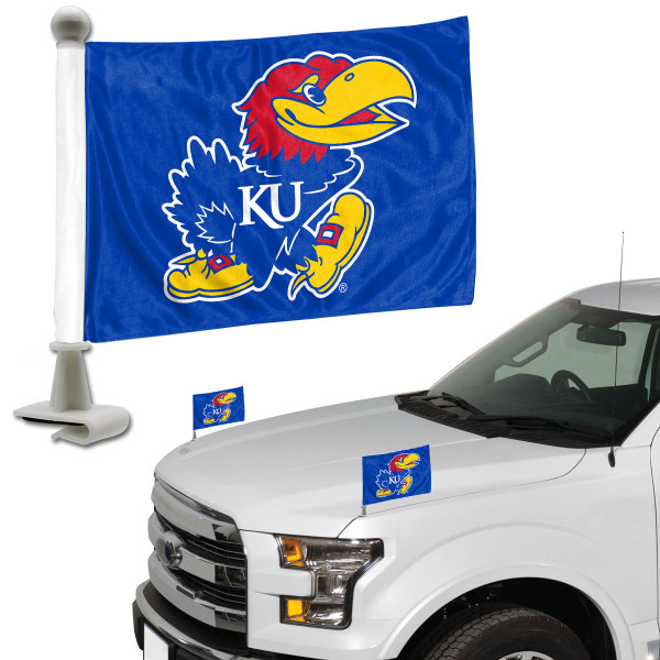 Kansas Jayhawks Ambassador 4" x 6" Car Flag Set of 2