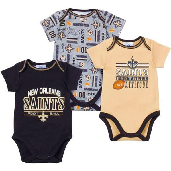 New Orleans Saints All Set To Play 3 Pack Short Sleeved Onesies Bodysuits