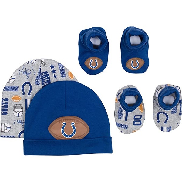 Indianapolis Colts Saints Baby 4 Piece Cap and Bootie Set