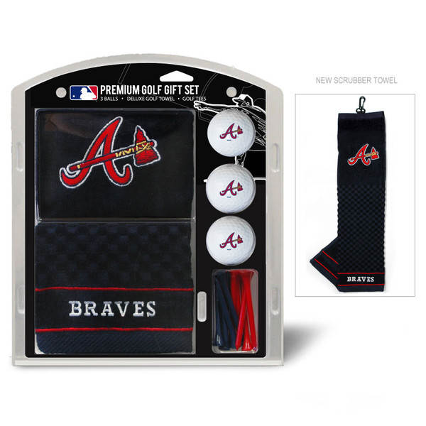 Atlanta Braves Embroidered Golf Towel, 3 Golf Ball, and Golf Tee Set