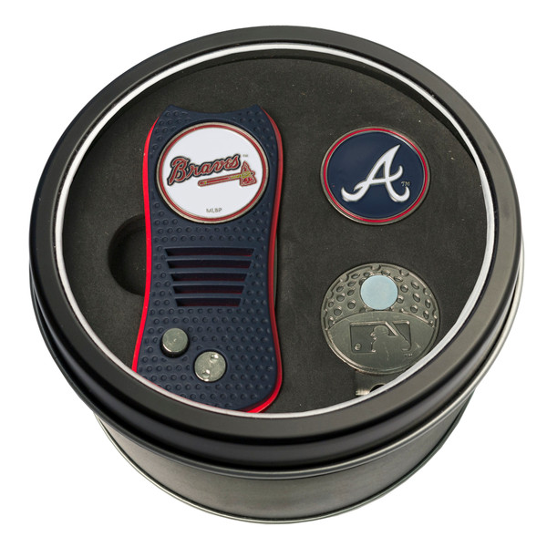 Atlanta Braves Tin Gift Set with Switchfix Divot Tool, Cap Clip, and Ball Marker