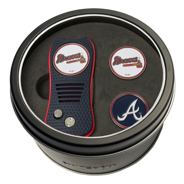 Atlanta Braves Tin Gift Set with Switchfix Divot Tool and 2 Ball Markers