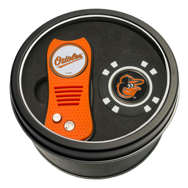 Baltimore Orioles Tin Gift Set with Switchfix Divot Tool and Golf Chip