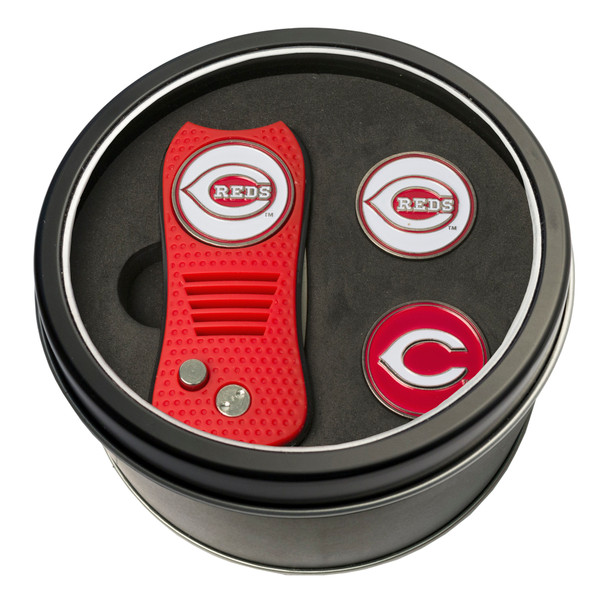 Cincinnati Reds Tin Gift Set with Switchfix Divot Tool and 2 Ball Markers