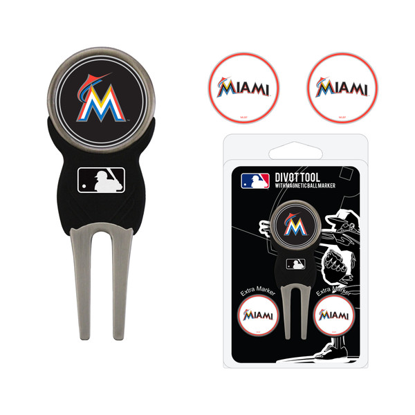 Miami Marlins Divot Tool Pack With 3 Golf Ball Markers