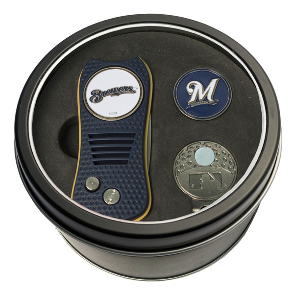 Milwaukee Brewers Tin Gift Set with Switchfix Divot Tool, Cap Clip, and Ball Marker