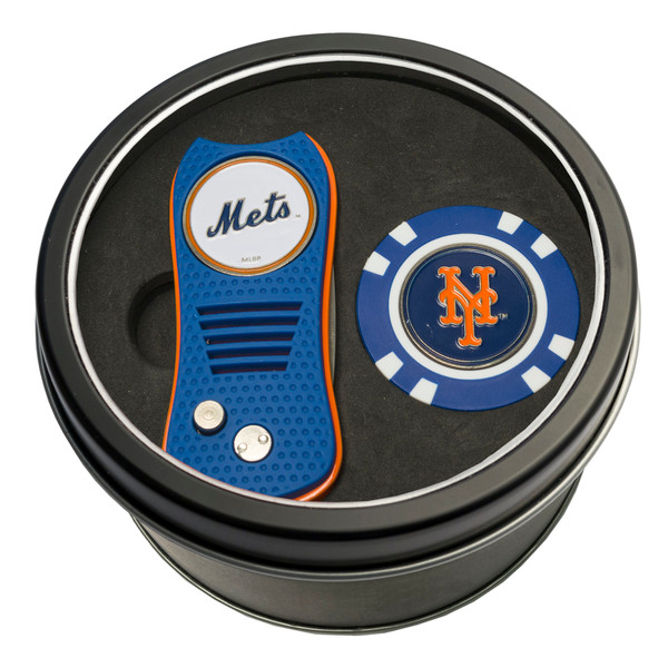 New York Mets Tin Gift Set with Switchfix Divot Tool and Golf Chip