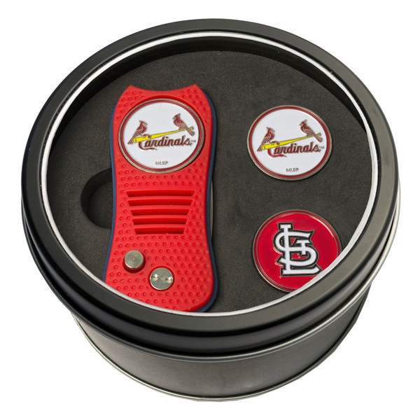 St Louis Cardinals Tin Gift Set with Switchfix Divot Tool and 2 Ball Markers