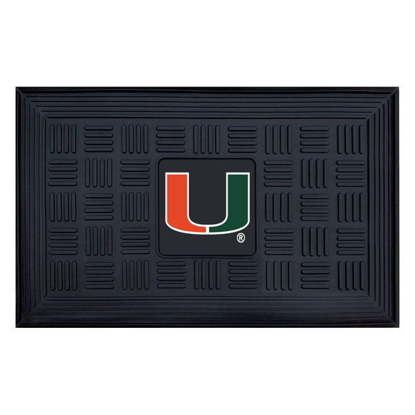 University of Miami - Miami Hurricanes Medallion Door Mat U Primary Logo Black