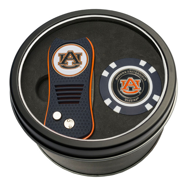 Auburn Tigers Tin Gift Set with Switchfix Divot Tool and Golf Chip