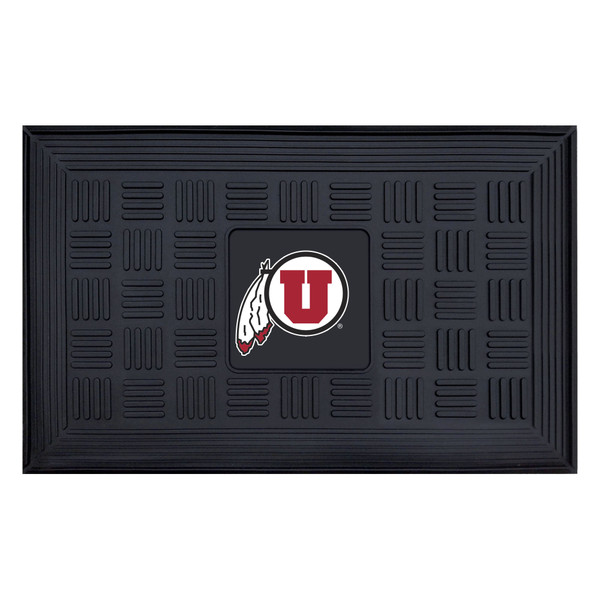 University of Utah - Utah Utes Medallion Door Mat Circle & Feather Logo Black