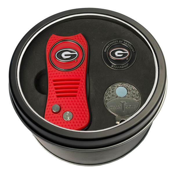 Georgia Bulldogs Tin Gift Set with Switchfix Divot Tool, Cap Clip, and Ball Marker