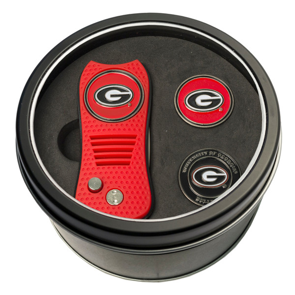 Georgia Bulldogs Tin Gift Set with Switchfix Divot Tool and 2 Ball Markers