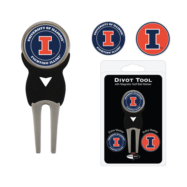 Illinois Fighting Illini Divot Tool Pack With 3 Golf Ball Markers