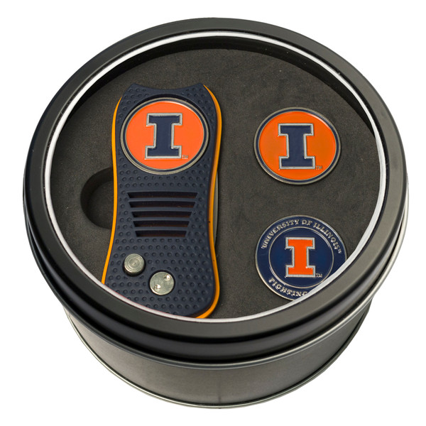 Illinois Fighting Illini Tin Gift Set with Switchfix Divot Tool and 2 Ball Markers