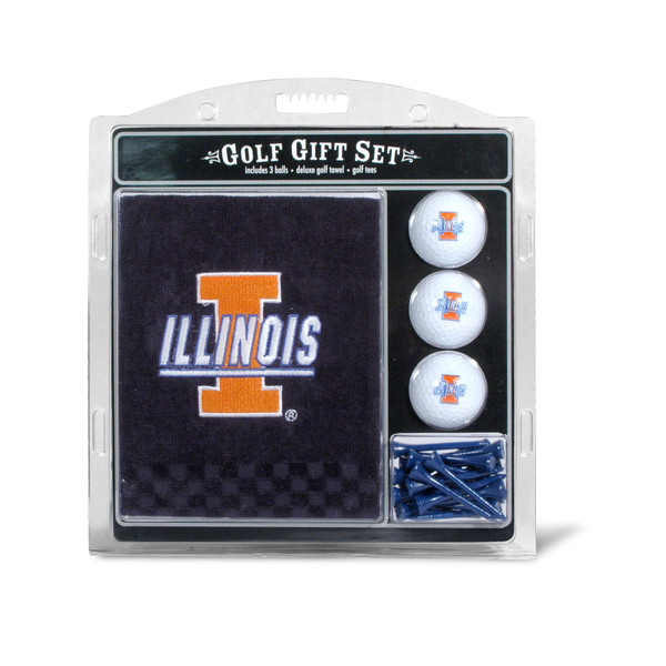 Illinois Fighting Illini Embroidered Golf Towel, 3 Golf Ball, and Golf Tee Set