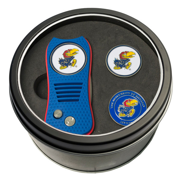 Kansas Jayhawks Tin Gift Set with Switchfix Divot Tool and 2 Ball Markers