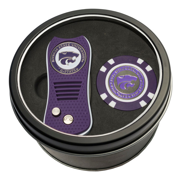 Kansas State Wildcats Tin Gift Set with Switchfix Divot Tool and Golf Chip