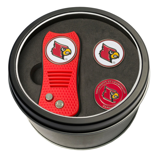 Louisville Cardinals Tin Gift Set with Switchfix Divot Tool and 2 Ball Markers