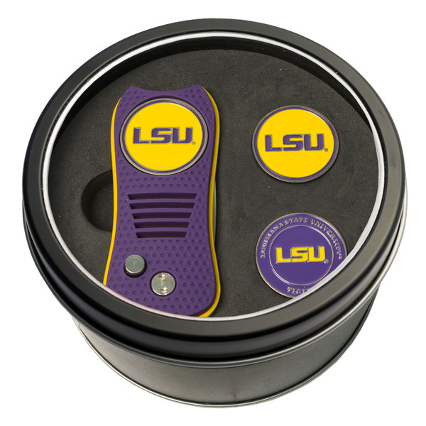 LSU Tigers Tin Gift Set with Switchfix Divot Tool and 2 Ball Markers