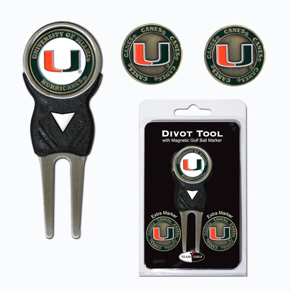 Miami Hurricanes Divot Tool Pack With 3 Golf Ball Markers