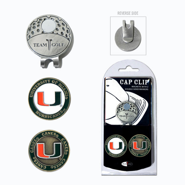 Miami Hurricanes Cap Clip With 2 Golf Ball Markers